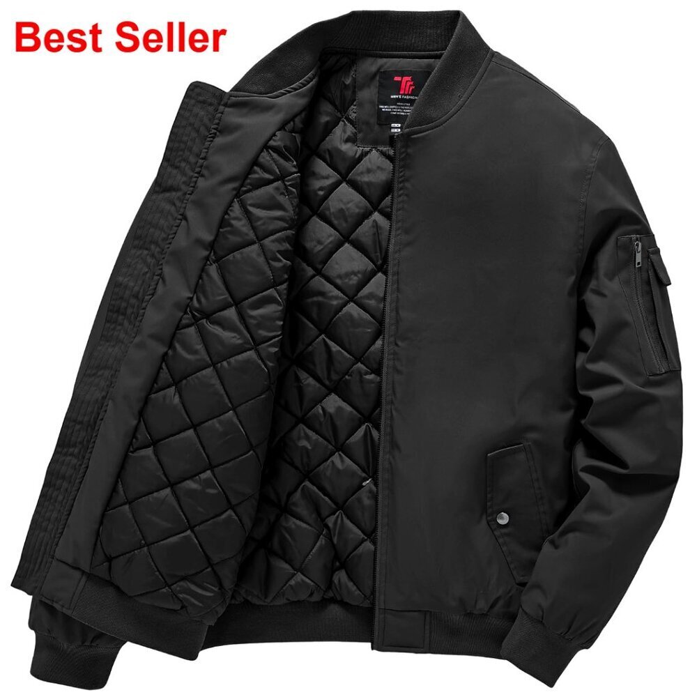 Men's Windproof Bomber Jacket Water Resistant Quilted Winter Outwear